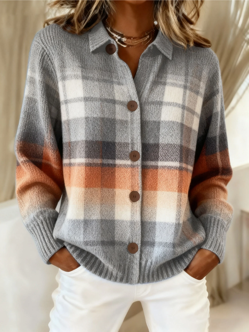 Hollis – Plaid Button-Down Knit Cardigan