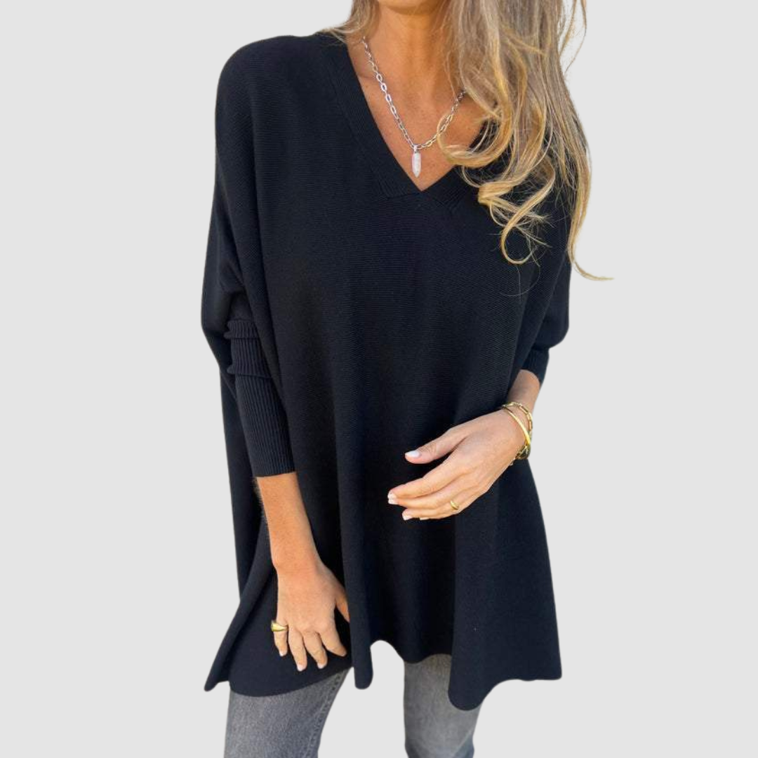 Carleen – Relaxed V-Neck Knit Jumper