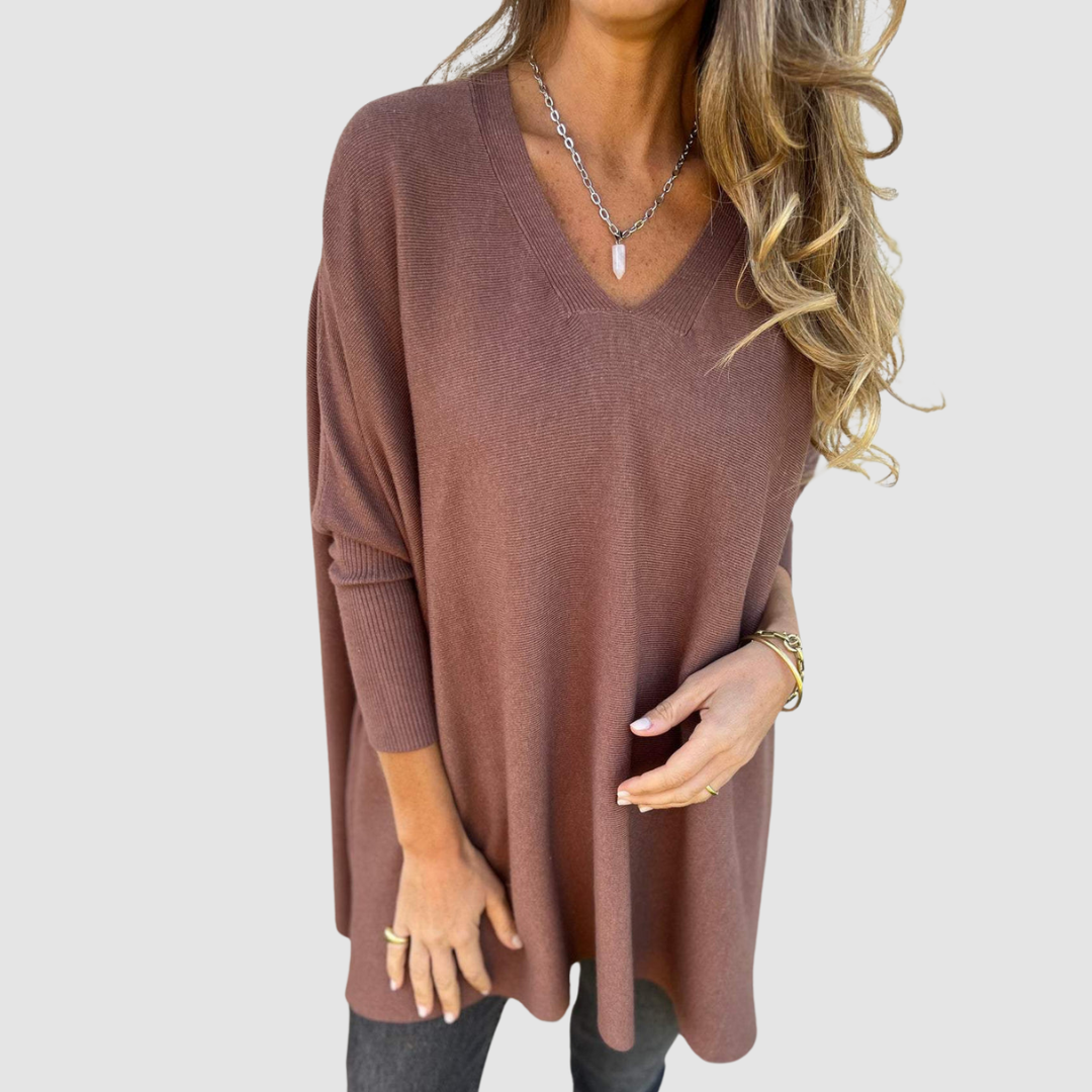 Carleen – Relaxed V-Neck Knit Jumper