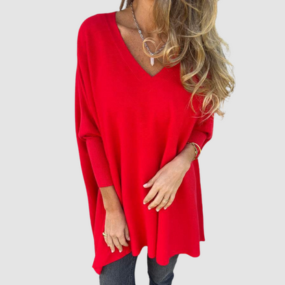Carleen – Relaxed V-Neck Knit Jumper