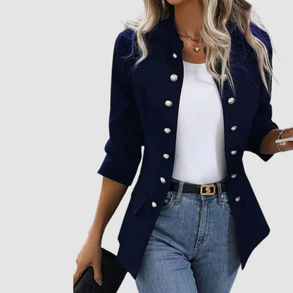 Rebecca – Double-Breasted Military Button Blazer