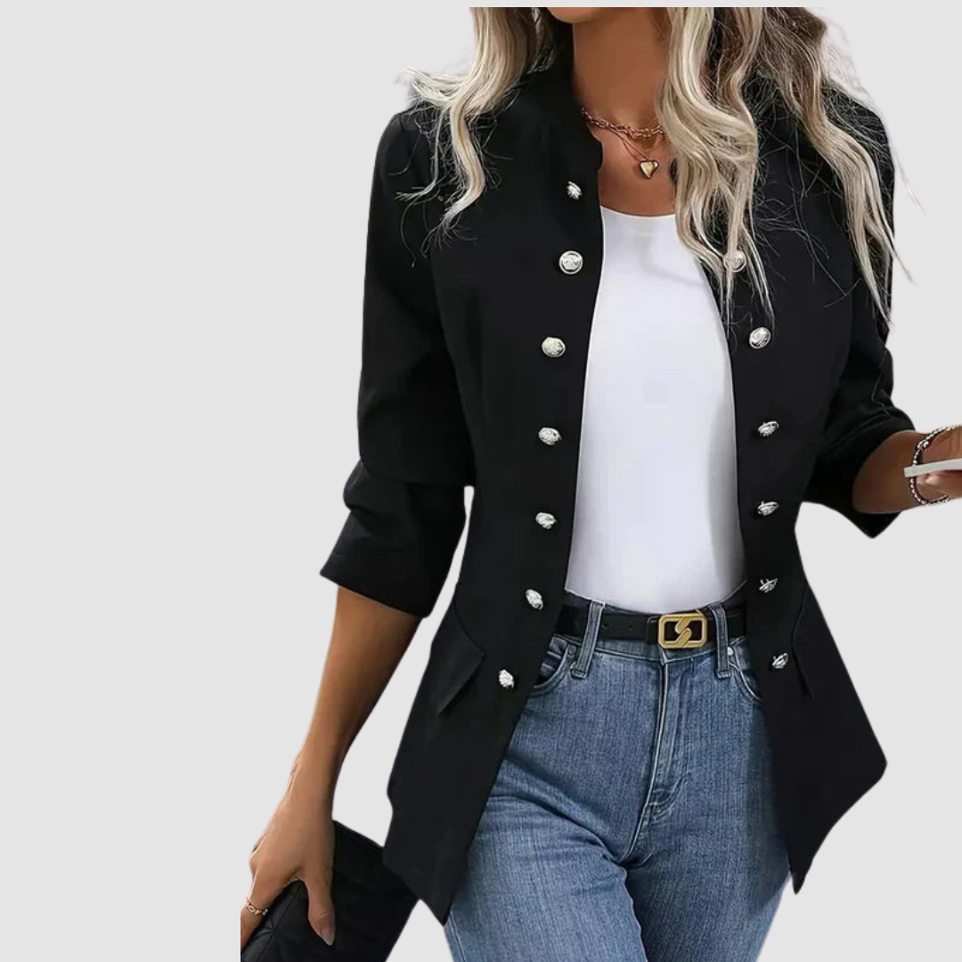 Rebecca – Double-Breasted Military Button Blazer