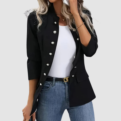 Rebecca – Double-Breasted Military Button Blazer