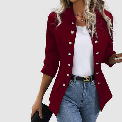 Rebecca – Double-Breasted Military Button Blazer