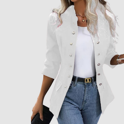 Rebecca – Double-Breasted Military Button Blazer