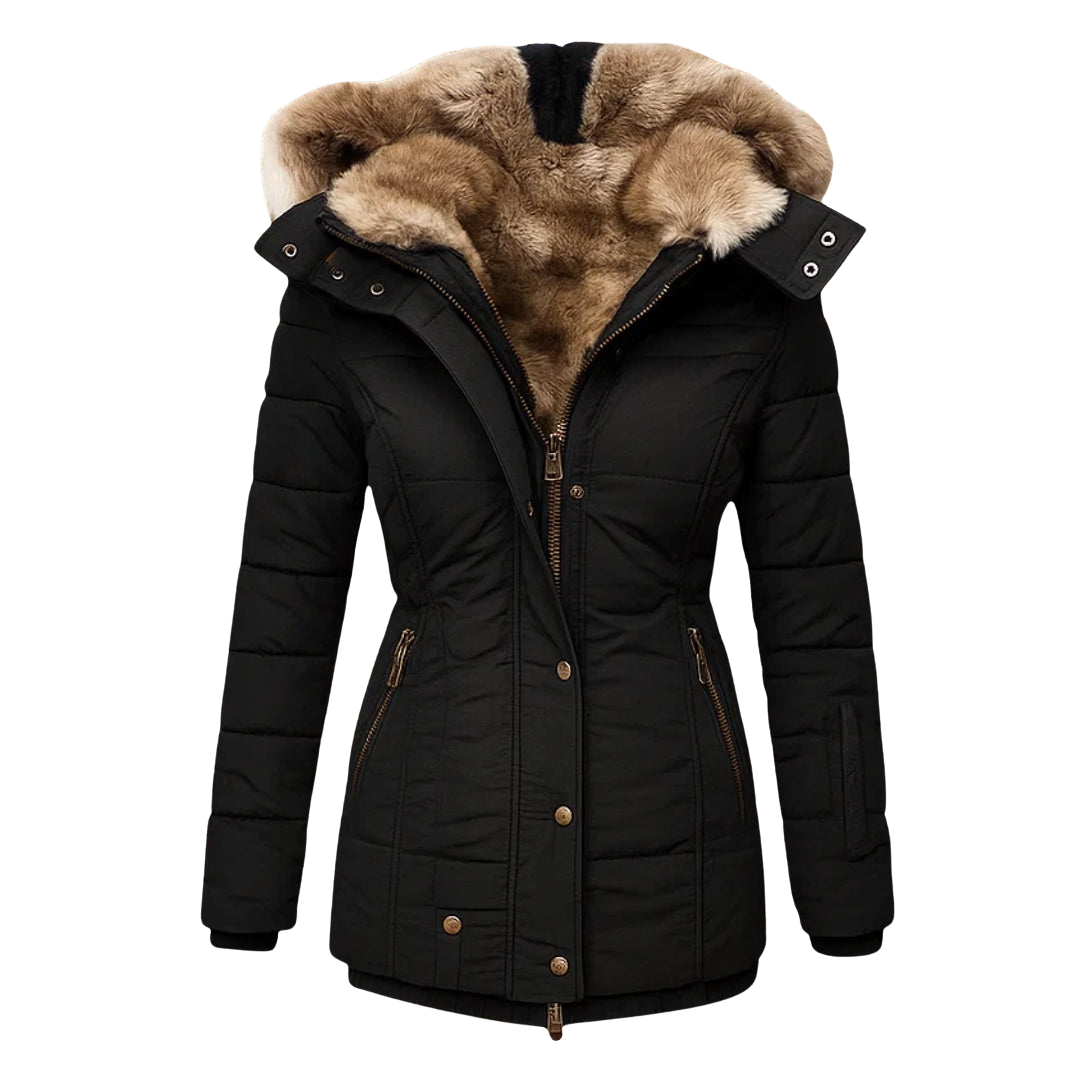 Robin – Quilted Winter Coat with Fur Hood