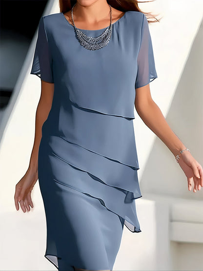 Kimora | Satin Chiffon Pleated Dress