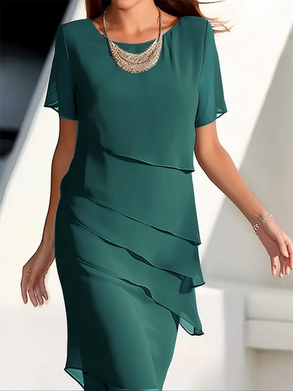Kimora | Satin Chiffon Pleated Dress