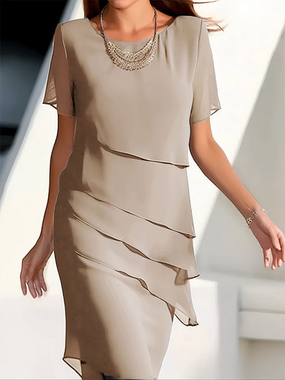 Kimora | Satin Chiffon Pleated Dress