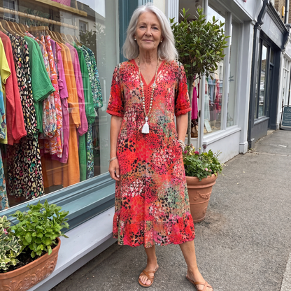 Virginia – Vibrant Print Midi Dress