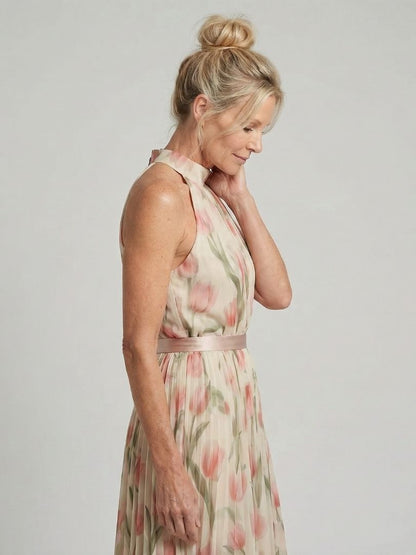 Evelyn | Halter Neck Floral Midi Dress