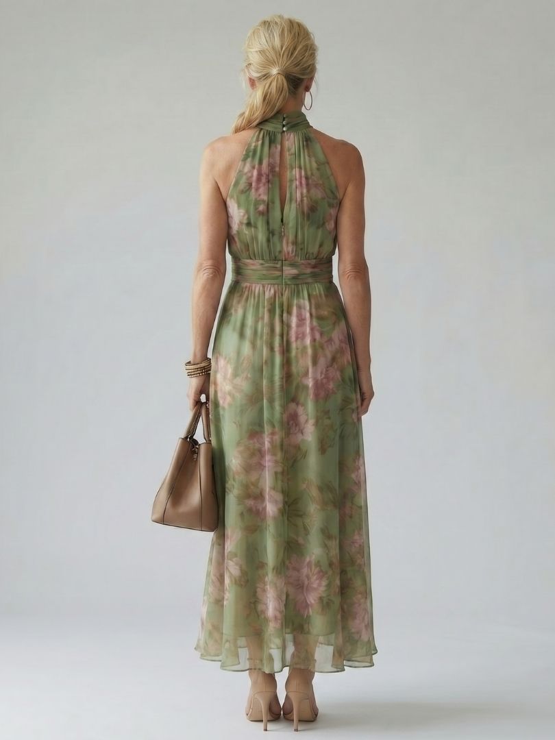 Emma | Gathered Halter Midi Dress
