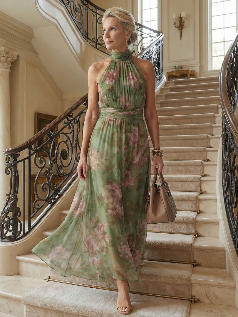 Emma | Gathered Halter Midi Dress
