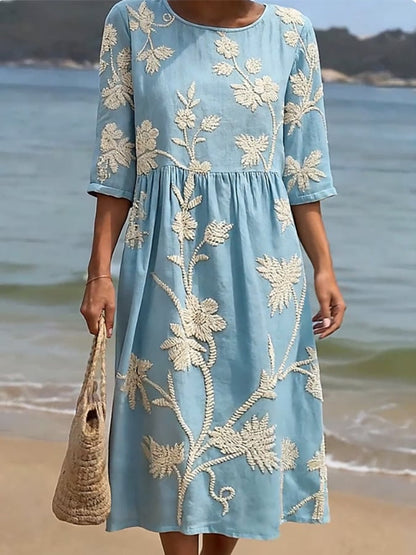 Stella – Embroidered Floral Midi Dress