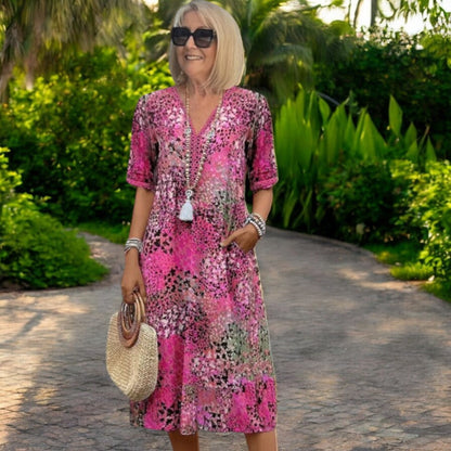 Erin – Printed Boho Midi Dress