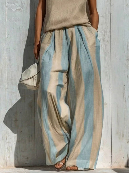 Leonie – Striped Wide-Leg Pants and Knit Top Set