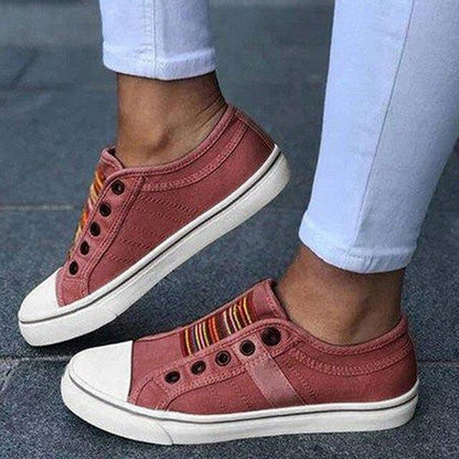 Veronica – Slip-On Canvas Sneakers with Stripe Detail
