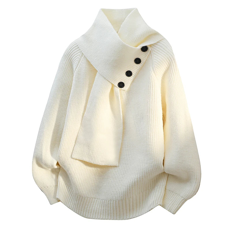 Phyllis – Knit Jumper with Scarf Collar