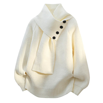 Phyllis – Knit Jumper with Scarf Collar