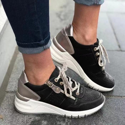 Terri – Lace-Up Wedge Sneakers with Zip Detail