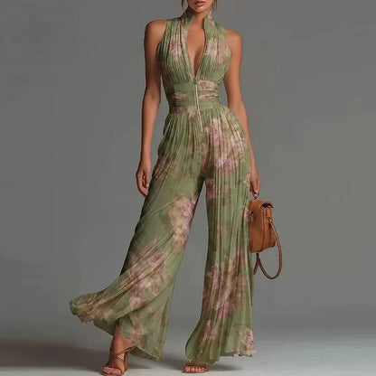 Kathleen – Pleated Wide Leg Elegant Jumpsuit