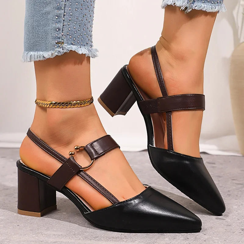 Angela – Pointed Slingback Block Heel