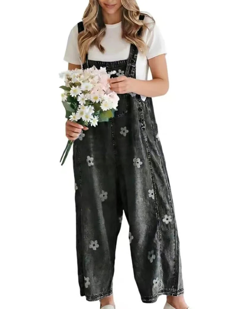 Mandy – Floral Denim Overalls