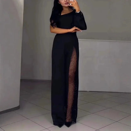 Elsie – Mesh Panel Wide-Leg Jumpsuit