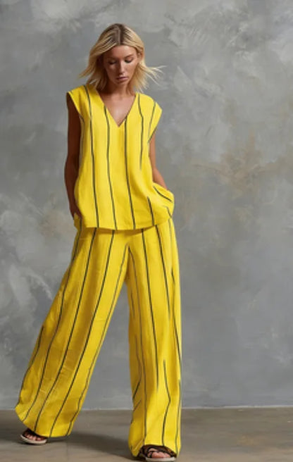 Paige | Striped Top & Wide-Leg Pants Set