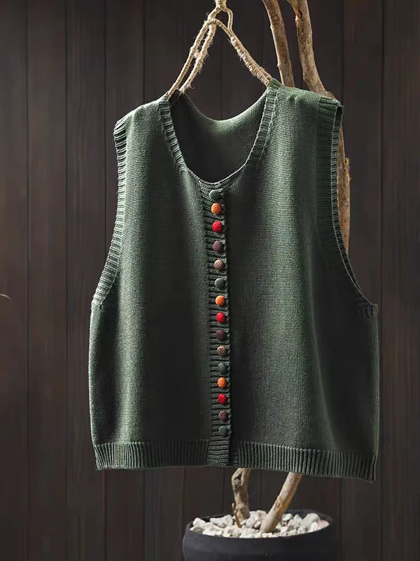 Shannon – Knit Button-Front Sleeveless Vest