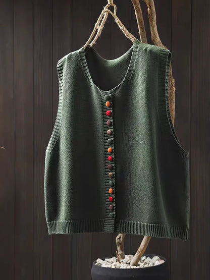 Shannon – Knit Button-Front Sleeveless Vest