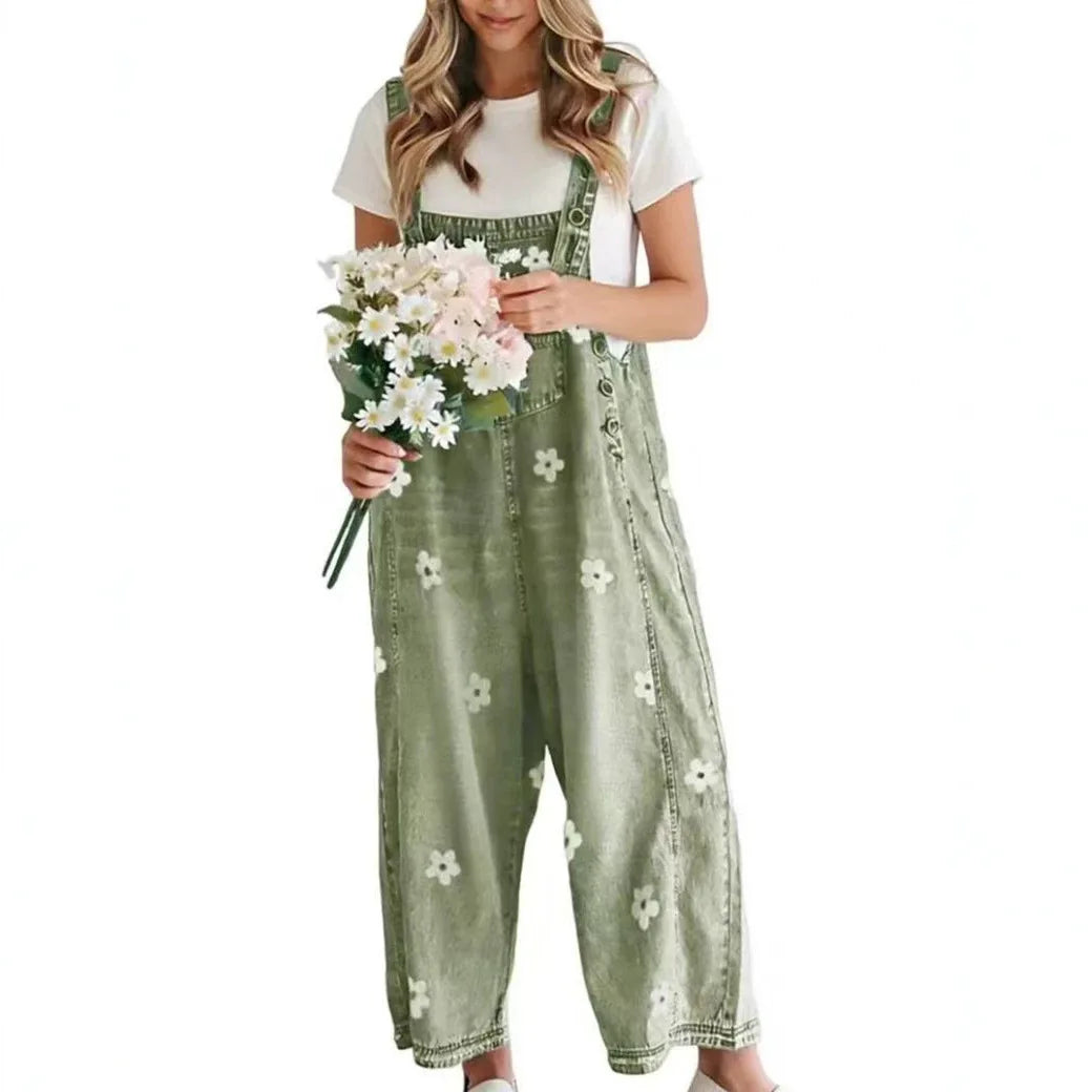 Mandy – Floral Denim Overalls