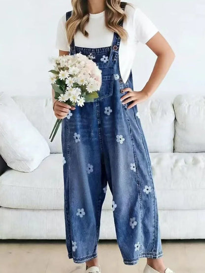 Mandy – Floral Denim Overalls
