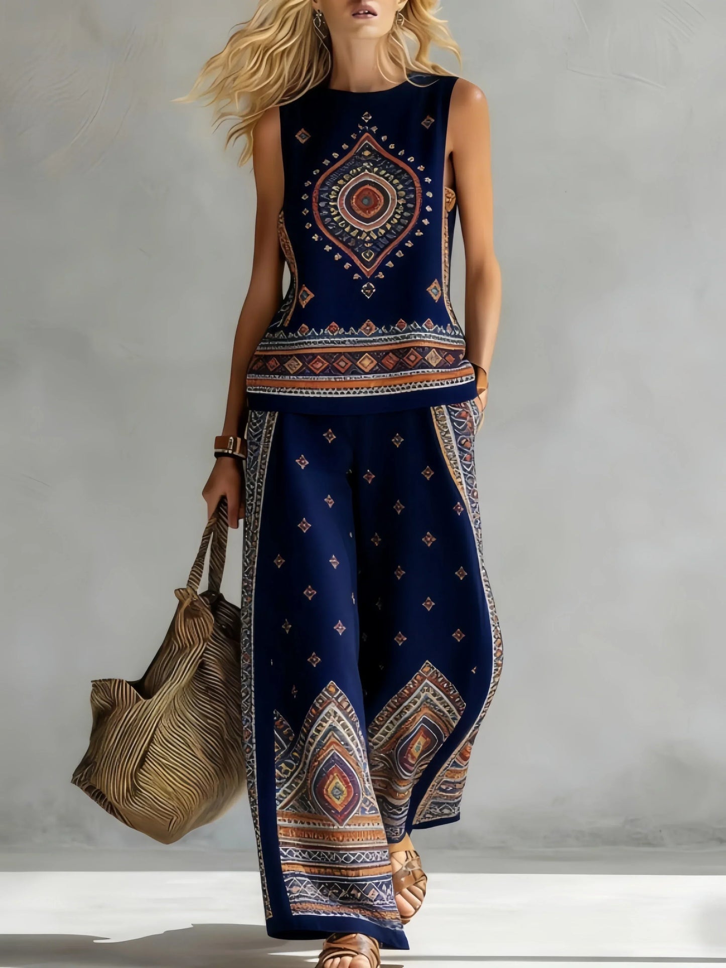 Ruby | Retro Print Top & Pant Set