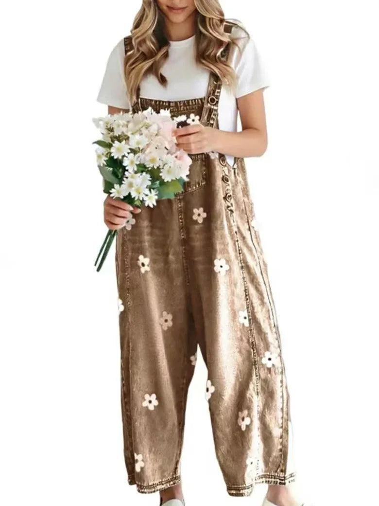 Mandy – Floral Denim Overalls