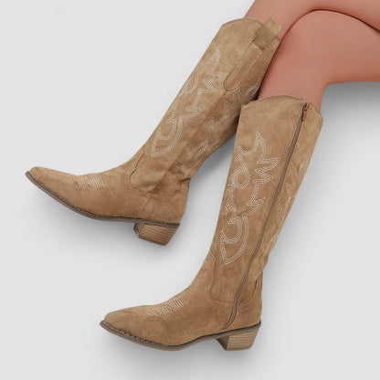 Kay – Embroidered Western Knee-High Boots