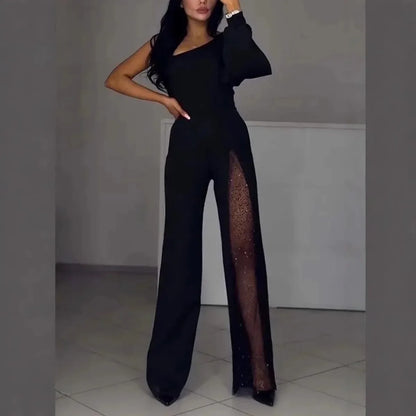 Elsie – Mesh Panel Wide-Leg Jumpsuit