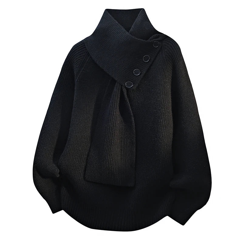Phyllis – Knit Jumper with Scarf Collar