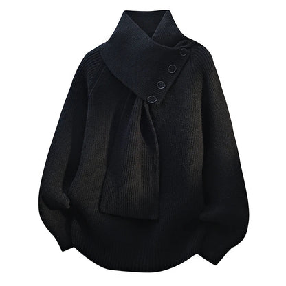 Phyllis – Knit Jumper with Scarf Collar