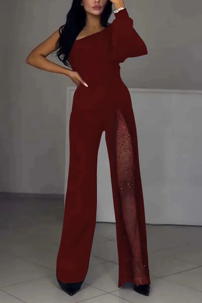 Elsie – Mesh Panel Wide-Leg Jumpsuit
