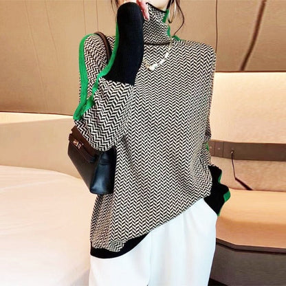 Marcella – Herringbone Turtleneck Jumper