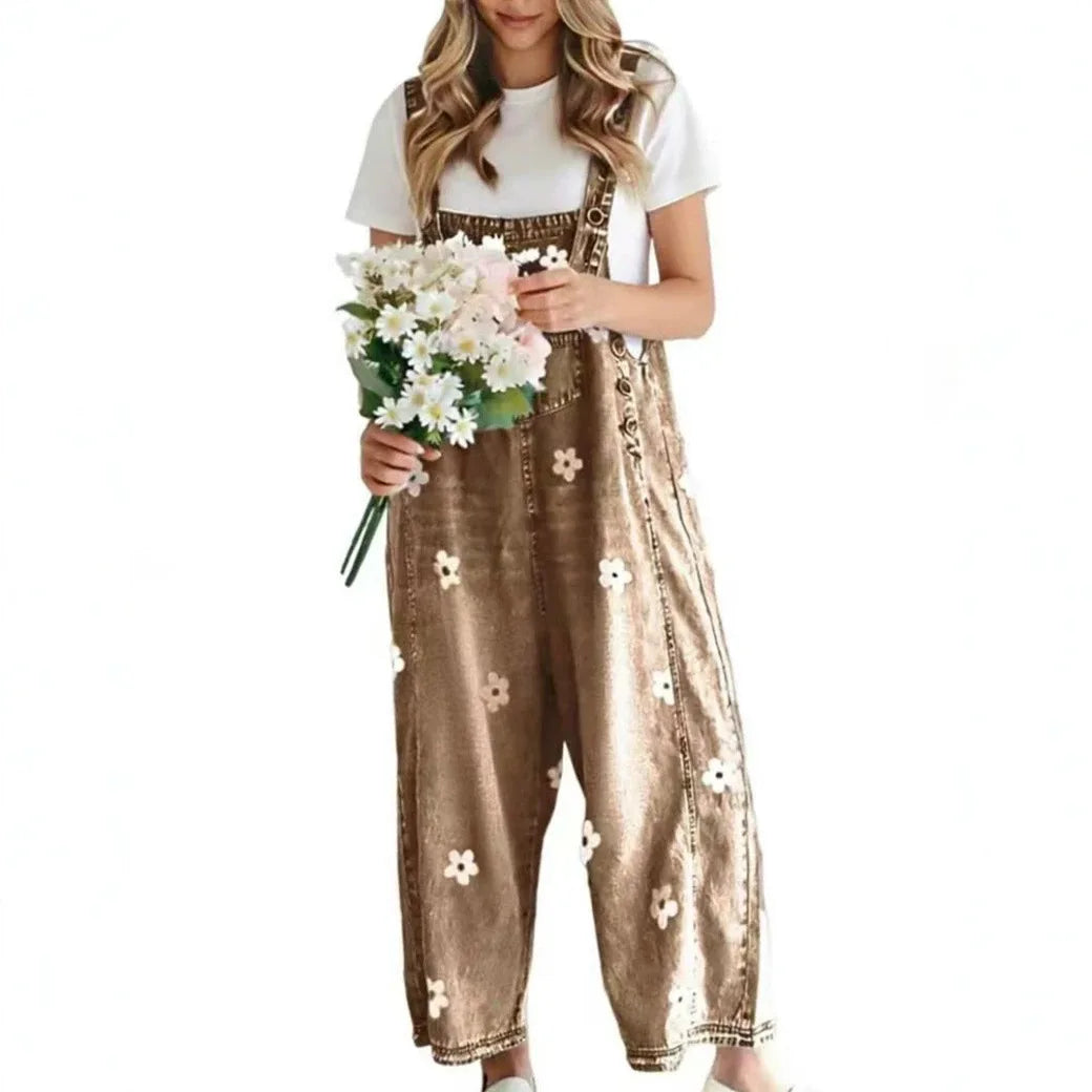 Mandy – Floral Denim Overalls