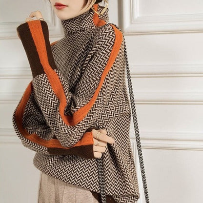 Marcella – Herringbone Turtleneck Jumper