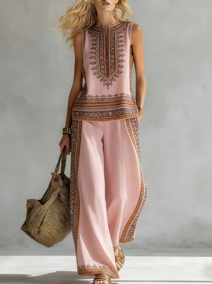 Ruby | Retro Print Top & Pant Set