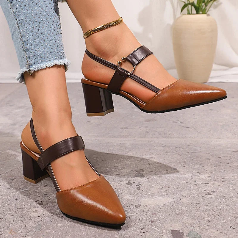 Angela – Pointed Slingback Block Heel