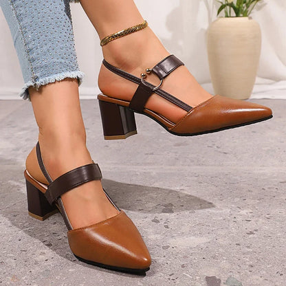 Angela – Pointed Slingback Block Heel