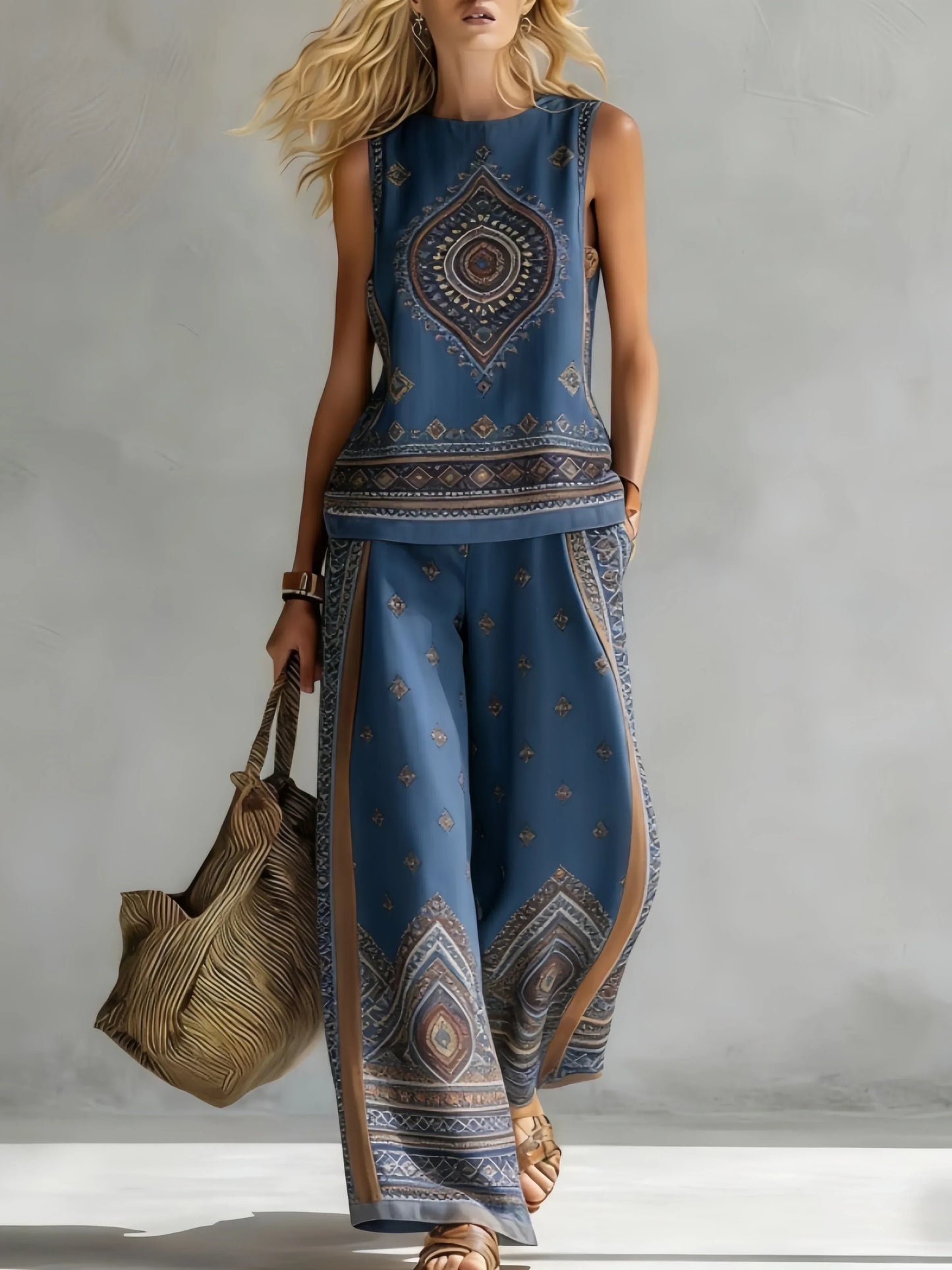 Ruby | Retro Print Top & Pant Set