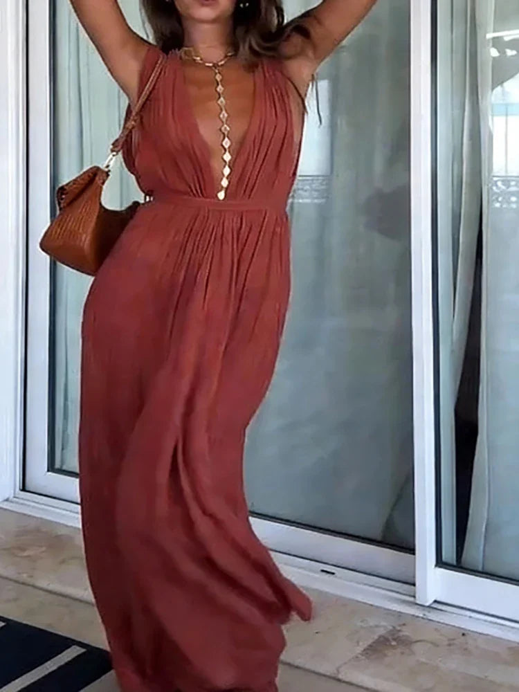 Laverne – Elegant Deep V Wide Leg Jumpsuit