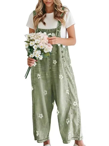 Mandy – Floral Denim Overalls