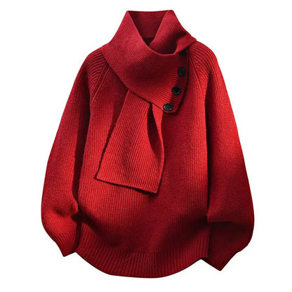 Phyllis – Knit Jumper with Scarf Collar